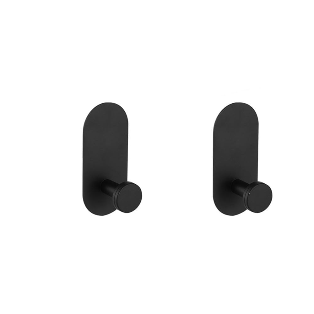 Crochet noir 2pcs en acier inoxydable auto-adhésif pour salle de bain moderne