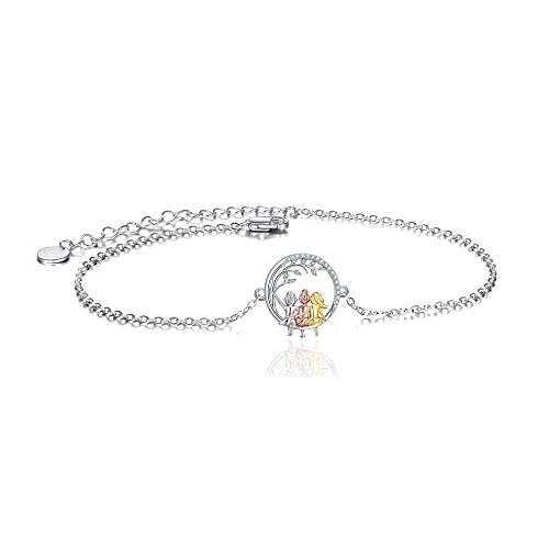 AOBOCO Sisters Bracelet Sterling Silver 2 Sister Anklets Jewelry Gifts for Women