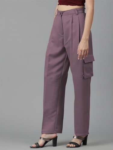 Image of KOTTY Women's High Rise Cotton Blend Relaxed Fit CargoTrousers