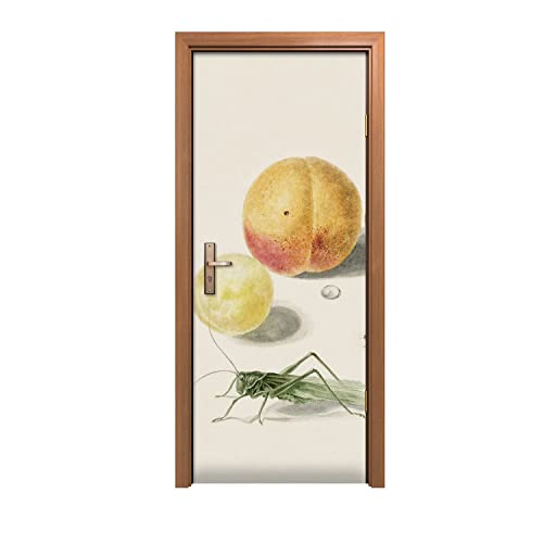 Autocollant de porte cerises et pêches pour une cuisine lumineuse - 2