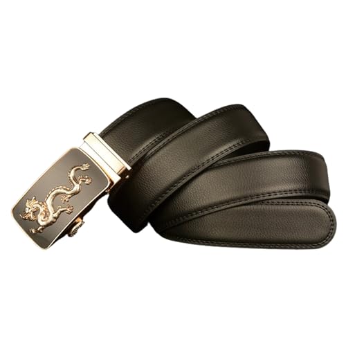 Men's Western Dragon Ratchet Dress Belt - Automatic Sliding Buckle 1 3/8" Micro Adjustable Waist Strap3