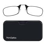 ThinOptics Reading Glasses 2.00 Black Frames With Universal Pod Compact Case - Ultra-light Foldable Rectangular Glasses - Clip-on Nose - 2.00 Strength With Flex-Fit Technology
