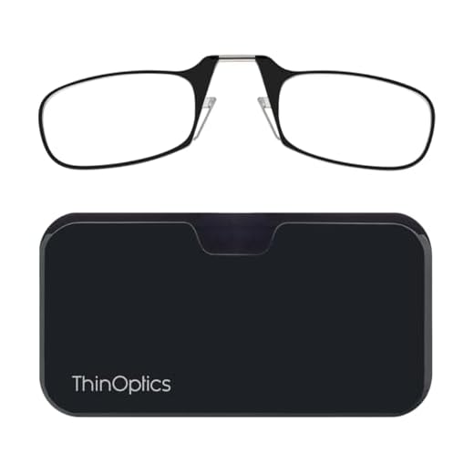 ThinOptics Universal Pod Rectangular Reading Glasses, Black Frames/Black Case, 1.5 x