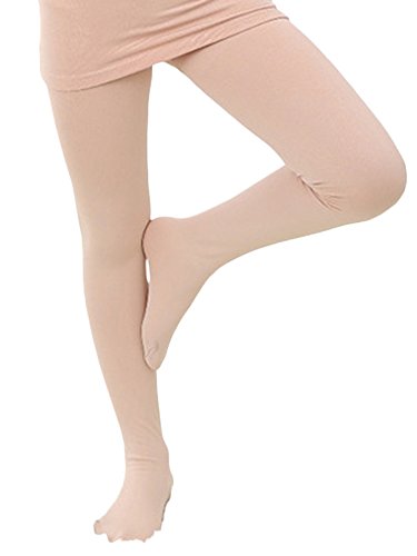 X&F Girls' Solid Warm Thick Footed Tights Winter Dance Leggings Stockings 4-7 Years, Apricot