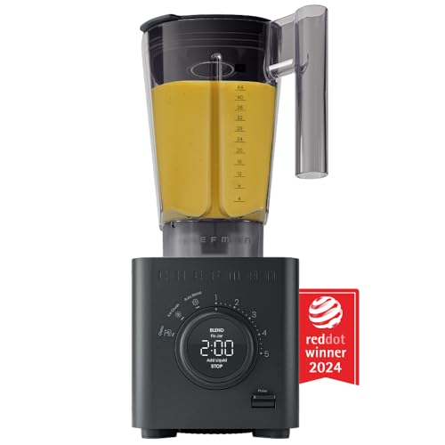 Chefman Obliterator 48 oz Countertop Blender for Smoothies, 1380W Motor to Crush Ice,Nuts & Frozen Fruit with Stainless Steel Blade Auto Blend Function, Includes Tamper & Scraper-MIDNIGHT(Pack of 1)