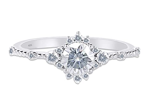 SAVEARTH DIAMONDS 925�X�^�[�����O�V���o�[ 2/3�J���b�g �Z���^�[ 5mm ���E���h�J�b�g ���A�b�T�i�C�g �l�H�_�C�������h �X���[�X�g�[�� �r�[�Y ���� �E�F�f�B���O �u���C�_�� �����O �W���G���[ �����p �M�t�g (0.66 Ct