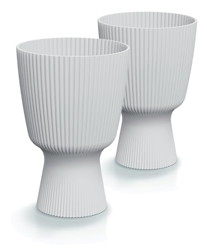 Tymar Blumentopf, Übertopf, 2er-Pack, Runde Form (DBMIS Weiß, ø 15 cm)