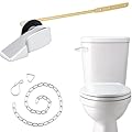 iFealClear Universal Toilet Handle Lever Flush Replacement, Front Mount Toilet Trip Lever Compatible with American Standard, Stainless Steel Flapper Chain, Solid Brass, Chrome