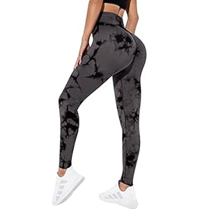 Litthing Women’s High Waist Gym Leggings Scrunch Seamless Leggings Tie Dye Yoga Pants for Workout Tummy Control Sports Tights for Yoga Running Fitness
