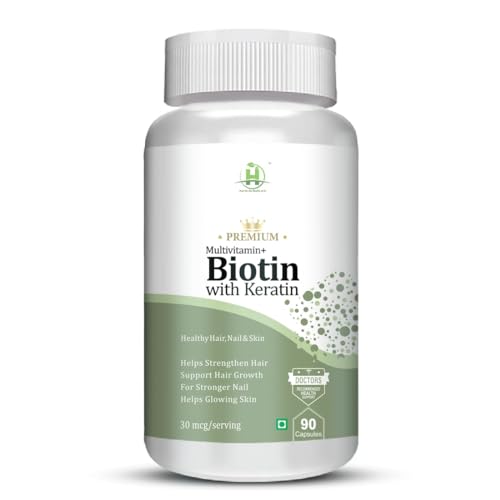 ASTA Veg, Plant Based Biotin with Keratin |Biotin 30mcg | Supplement for Hair Growth | Glowing Skin & Stong Nails (90 Capsules)
