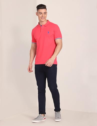 Image of U.S. Polo ASSN. Solid Slim Fit Polo T Shirts for Men - 100% Cotton, Half Sleeves Mens Tshirt