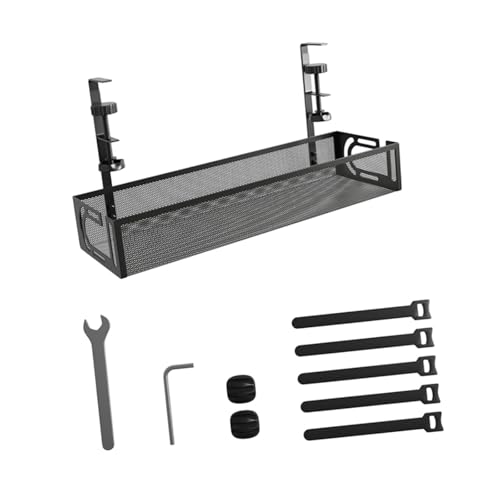 KESOTO Bandeja Portacables con Accesorios para Organización Del Dormitorio, Negro