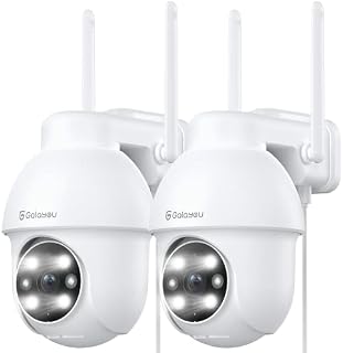 GALAYOU 2K Security Camera Outdoor, 360° CCTV Camera, Home Security WiFi Camera with Color Night Vision, Pan-Tilt View, App Notification, 2-Way Audio Y4 (2-Pack)