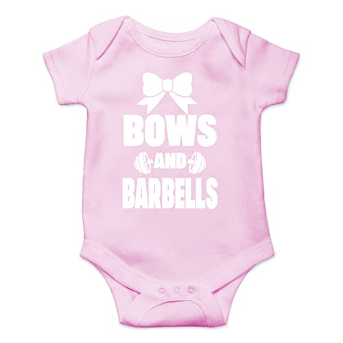 AW Fashions Bows and Barbells Baby Bodysuit Funny Adorable Infant Romper Clothing Outfit Unisex Girls Boys