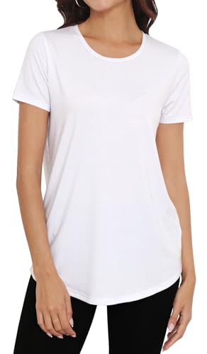 Smile Fish Women Crewneck Loose Fit Tunic Tops Short Sleeve Dressy Casual Summer Long Tee Shirts