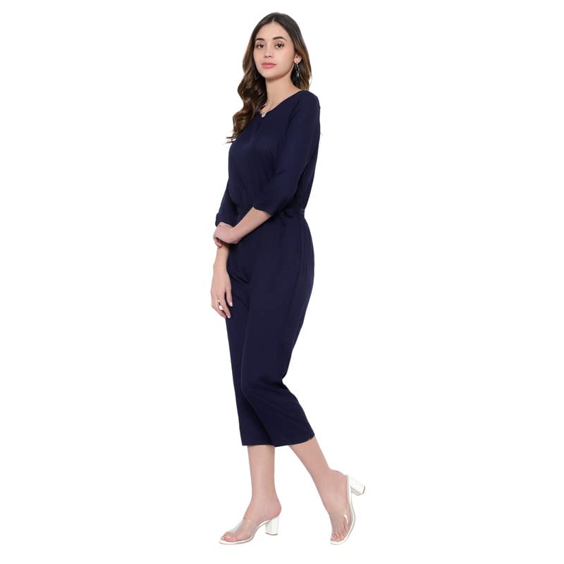 Image of Women's Knee Length Full sleeves jumpsuit (multicolor)