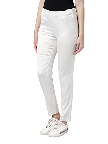 Image of GO COLORS Women Mid Rise Polyester Shiny Pant