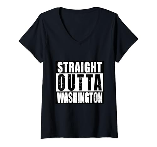 Femme Straight Outta Washington USA State Pride Voyage Vintage T-Shirt avec Col en V