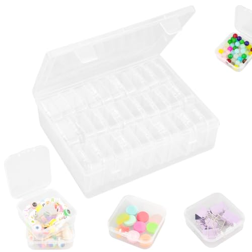 30 Piezas Caja Organizadora, Cajas Almacenaje Plastico Pequeñas con Tapa Cajitas Organizadoras, Recipientes de Plástico Transparente para Guardar Manualidades, Cuentas, Semillas y Joyas (5,5 x 5,5 x 2