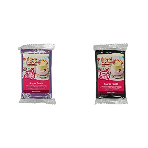 FunCakes Pasta De Azúcar Royal Purple, 250 Gramo & Pasta De Azúcar Negro, 250 Gramo