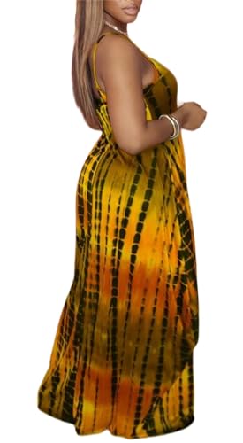 Image of Summer Dresses for Women Spaghetti Strap Beach Floor Length Maxi Sundresses | Floral Print,Casual,with Pockets