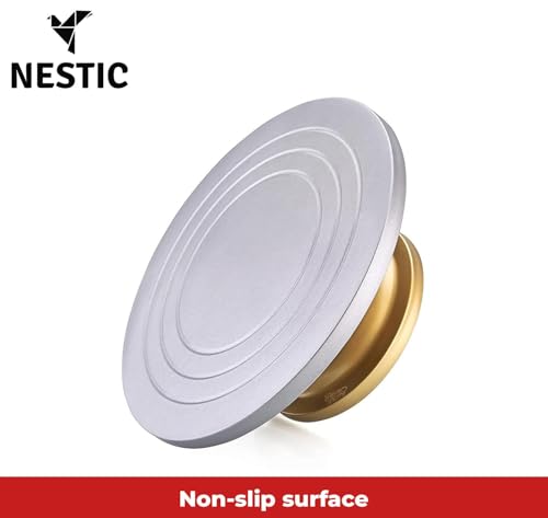 Image of Cake Decorating & Icing Turntable | 12-Inch 360 Rotating Cake Stand for Baking & Serving | Fiber Cake Turntable with Silver Top & Golden Base | Professional Cake Decorating Stand