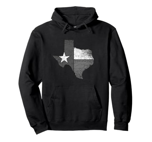 Texas Flag Map Pullover Hoodie for Women & Men - B&W State of Texas Design