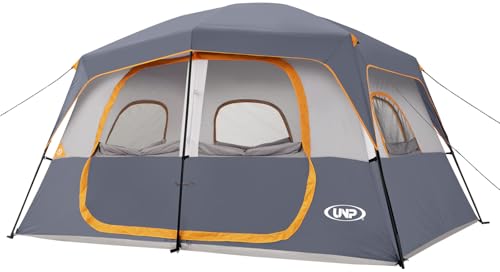 UNP Camping Tent 8 Person, Waterproof Windproof Family Tent with Rainfly Easy Set up-Portable Dome Tents for Camping 6-8 Person