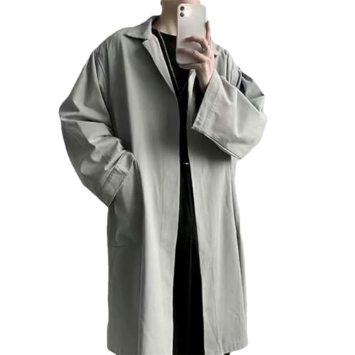 Manteau en laine pour homme JXQXHCFS long et décontracté à simple boutonnage