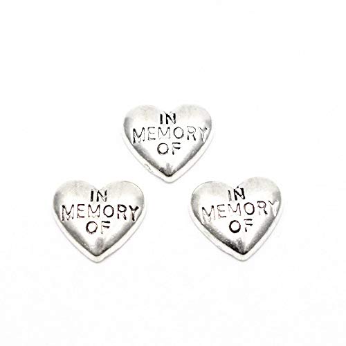 Generic20 Pcs/lot Metal Letter in Memory of Heart Silver Floating Charms for Living Glass Lockets Necklace BraceletJewelry - (Metal Color: 5)