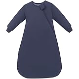PurComfy Supersoft Long Sleeve Sleep Sack 1.0 TOG, Premium Baby Sleeping Bag 2-Way Zipper Sleep Sack with Sleeves 3-6 Month, Midnight