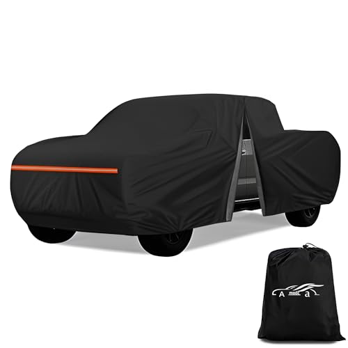 Image of Amooca Heavy-Duty Car Covers Waterproof Sun-Proof All Weather for Automobiles Snow Cover 420D with Door Zipper Cotton Lining Universal Fit for Compact Pickup Truck Length 16.4-18ft