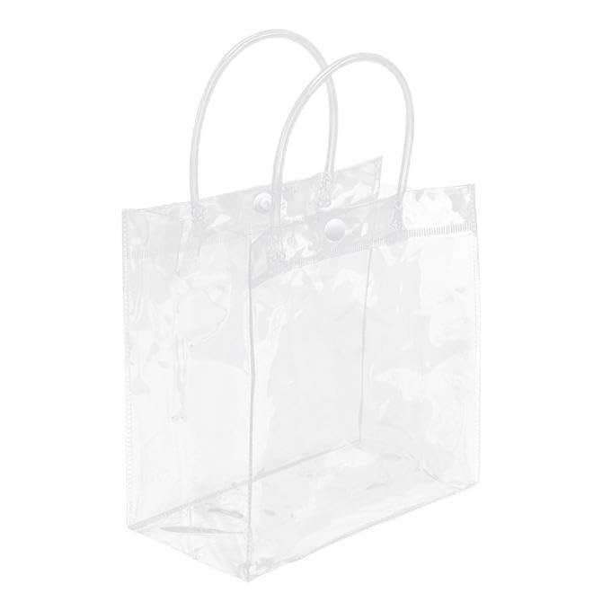 Transparente Tragetasche aus Kunststoff, Maße 25x510x80, schlichtes und elegantes Design.