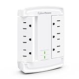 CyberPower CSB6WS Essential Surge Protector, 6 Swivel Outlets, 1800J, Wall‑Tap Design, EMI/RFI Filtering, Home/Office Protection