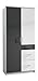 Produktbild Wimex Kleiderschrank/ Drehtürenschrank Click, 2 Türen, 2 große, 1 kleine Schublade, (B/H/T) 90 x 199 x 58 cm, Weiß/ Absetzung Anthrazit