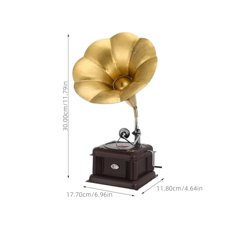 Phonographe vintage or style steampunk en fer et résine rétro