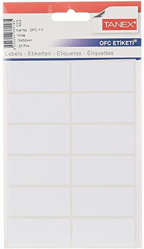 TANEX Adhesive Labels 23Mmx50Mm 12 White Tanofc118