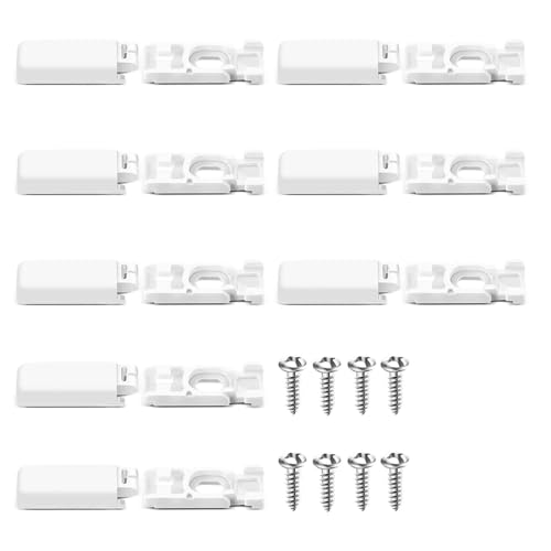 8 Pcs Pleated Replacement Parts, Universal Durable White Pleated Clamping Brackets, Clamping Shoes for Tensioned Pleated Blinds for Adhesive Backing and Stick & Fix Front Adhesive Plates