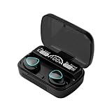 NC TWS Bluetooth 5.1 Earphones 3500mAh Charging Box Wireless Headphone 9D Stereo Sports Waterproof Earbuds Headsets with Microphone (Black-A) (M10)