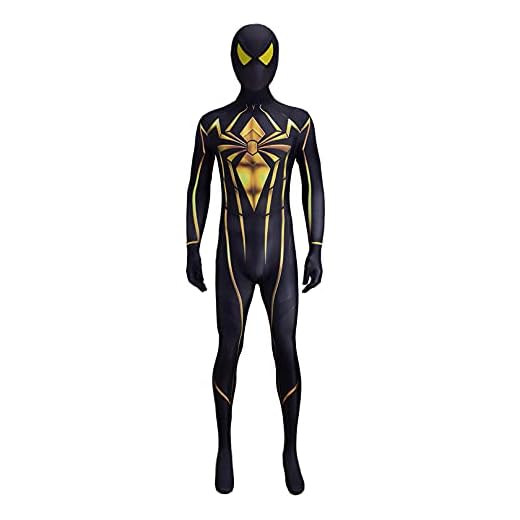 MODRYER Spel PS4 Spindelmannen cosplay jumpsuit barn vuxna pansrad kostym strumpbyxor halloween karneval fest kostym bodysuit unisex superhjältar onesies, gul – anpassad storlek