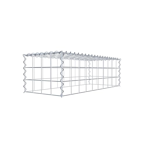 GABIONA Cesta de piedra de gavión rectangular, malla de 10 x 10 cm, profundidad de 40 cm, cesta de cultivo tipo 3, cierre de espiral, galvanizado (100 x 30 x 40 cm)