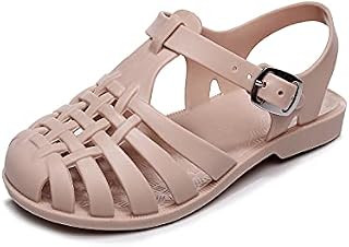 Kids Children Buckled Beach Sandals PVC Flat Jelly Shoes Soft Anti-Slip Sole Flat Footwear for Summer Holiday
