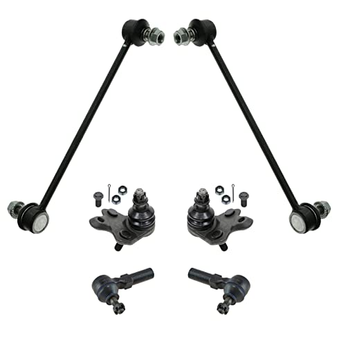 TRQ 6pc Steering Suspension Kit Ball Joints Outer Tie Rods Sway Bar End Links