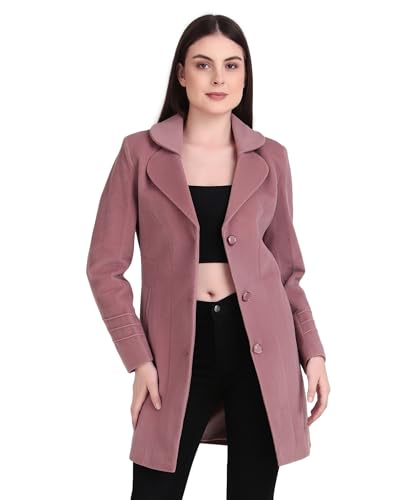 Image of Women's Wool Blend Long Coat with Stylish Lapel Collar and Button Closure - Elegant Winter Overcoat for Casual & Formal Wear