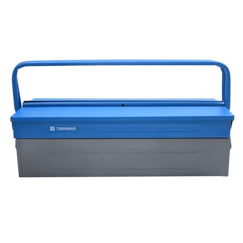 Image of Taparia CTB 2103 Cantilever Tool Box with Heavy Gauge Steel Construction (3 Compartments, Blue-Grey)-Rust-Resistant Powder Coated Finish-Wide Tool-Storage-Home, DIY-Multipurpose Organizer