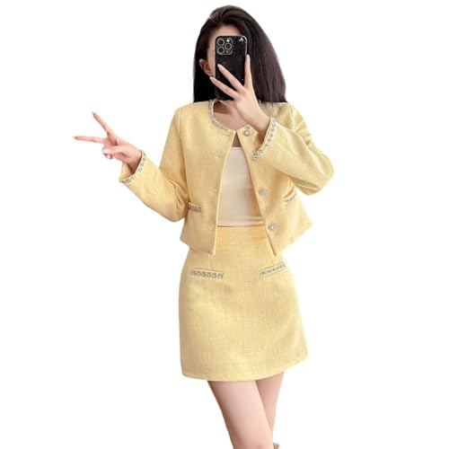 Ensemble jupe tweed femme tailleur vintage chic jupe tailleur et veste automne hiver