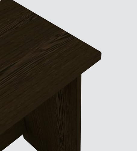 Image of Modern Compact Study Desk, Dark Brown Wood Finish, Space-Saving Home Office Table, 80x40x74 cm, DIY Assembly