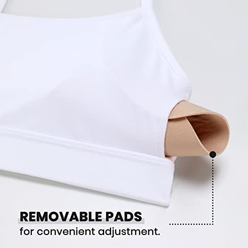 CRZ YOGA Y Back Sports Bra for Women - Padded Racerback Spaghetti Straps Thin Strap Low Impact Workout Yoga Bra