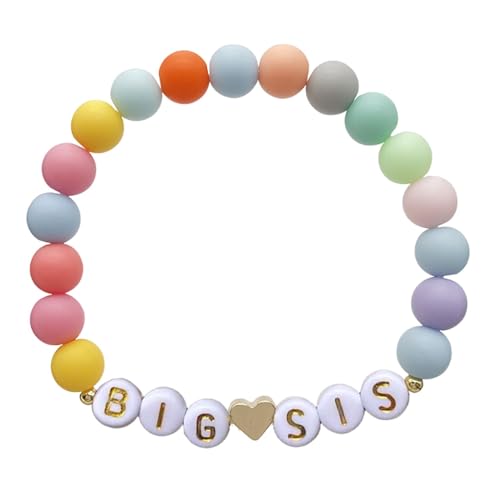 Image of Fuqimanman2020 Big Sister Bracelet Colorful Little Sister Bracelet Letter Beads Bracelet for Sister Jewelry Gift