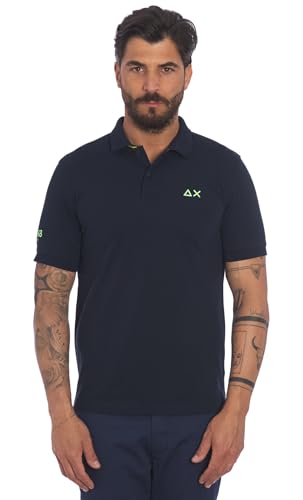 Polo Homme Coton Bleu SUN68 Vêtement Été Manches Courtes